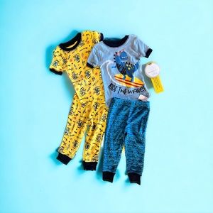 4 Pc Pajama Set - Surfer Dino Waves - 12 Month